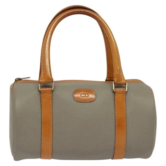 Christian Dior Hand Bag Leather PVC Gray Gold Auth - Picture 2 of 16